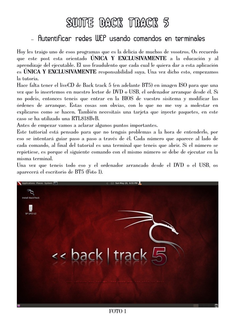 Imágen de pdf Manual back track 5 para wep usando comandos
